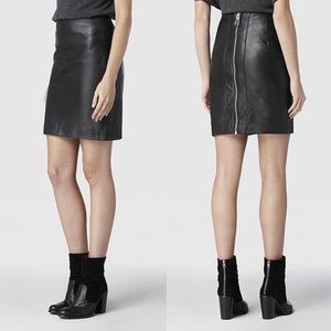 Black Leather All Saints Lucille Skirt 0